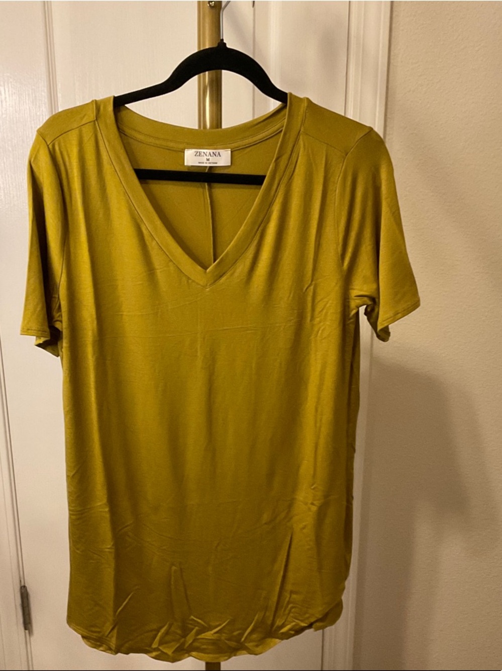 Zenana Outfitters Olive V-Neck Short Sleeve Top